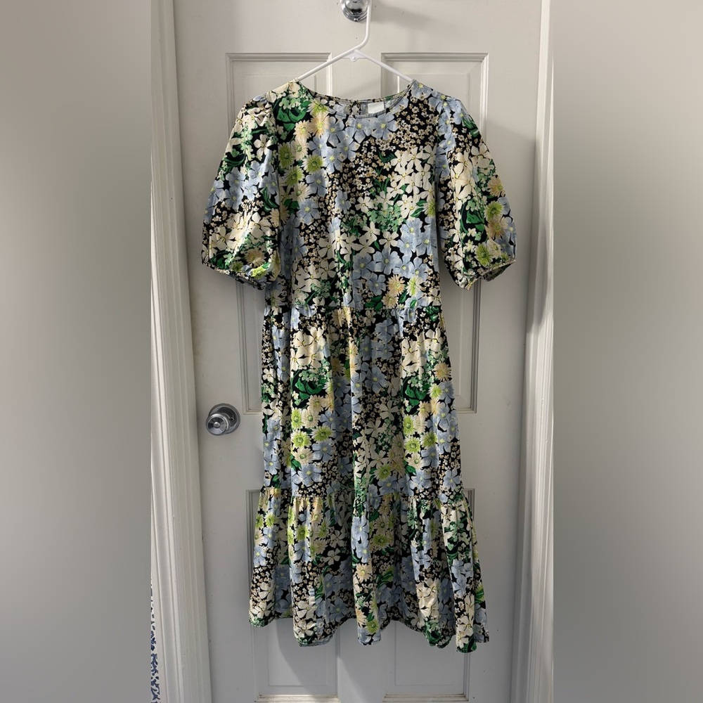 H&M size S tiered midi COTTON floral dress